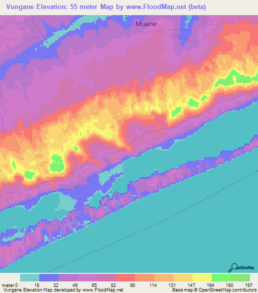 Vungane,Mozambique Elevation Map