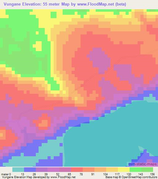 Vungane,Mozambique Elevation Map