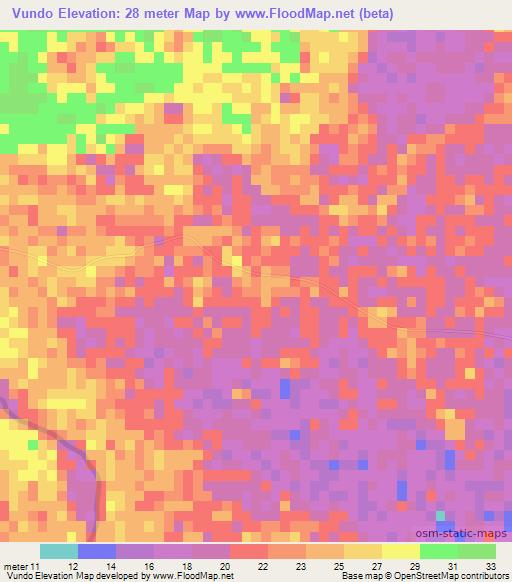 Vundo,Mozambique Elevation Map