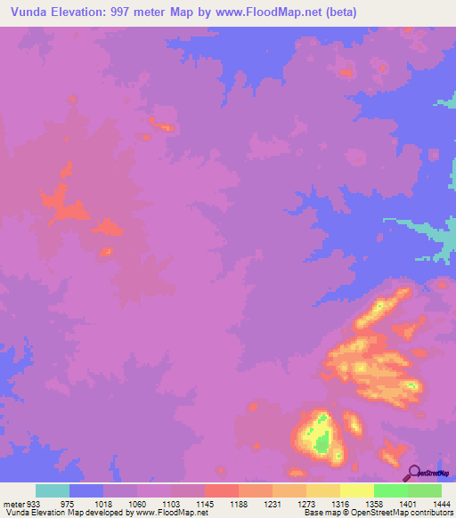 Vunda,Mozambique Elevation Map