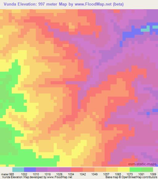 Vunda,Mozambique Elevation Map