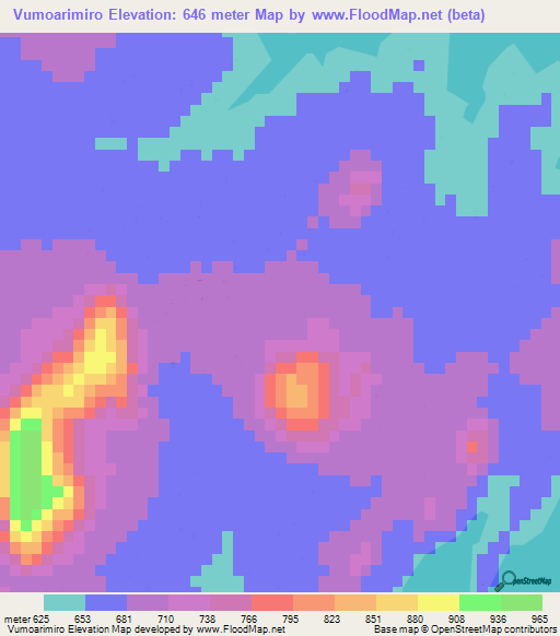 Vumoarimiro,Mozambique Elevation Map