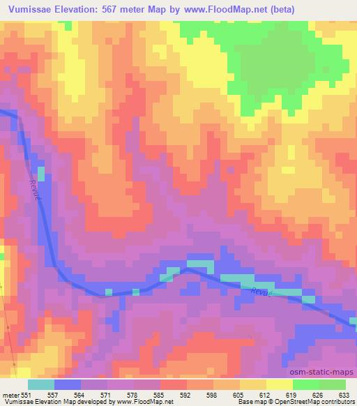 Vumissae,Mozambique Elevation Map