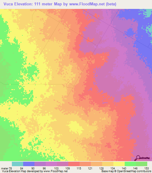 Vuca,Mozambique Elevation Map