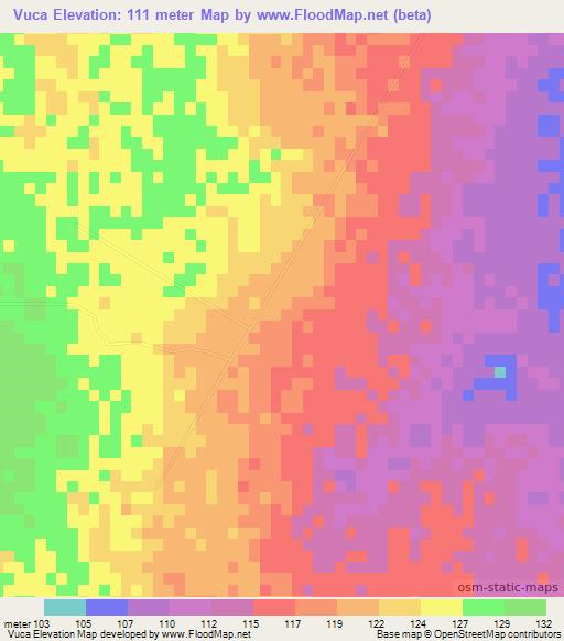 Vuca,Mozambique Elevation Map