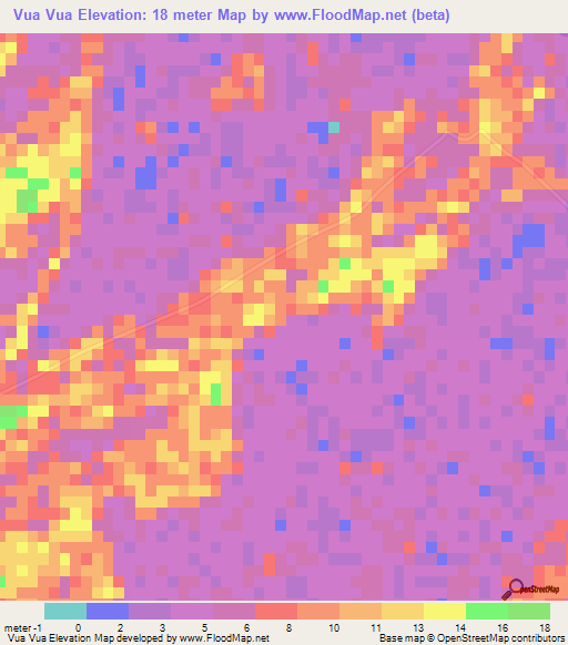 Vua Vua,Mozambique Elevation Map
