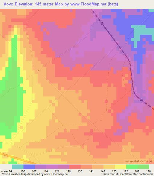 Vovo,Mozambique Elevation Map
