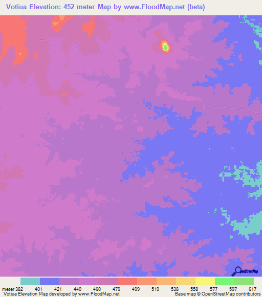 Votiua,Mozambique Elevation Map