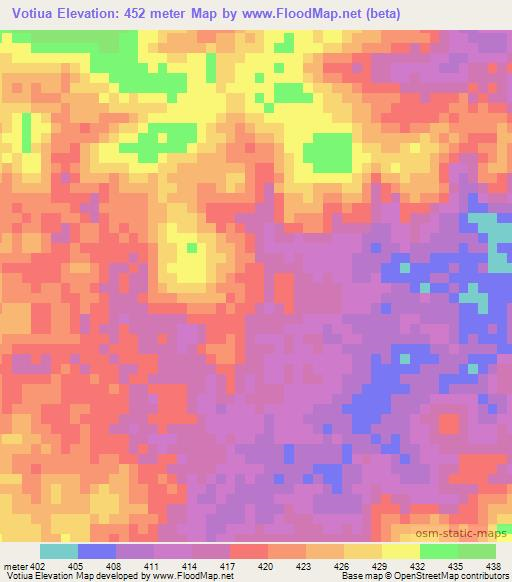 Votiua,Mozambique Elevation Map