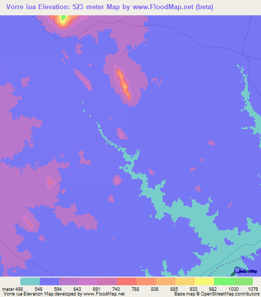 Vorre iua,Mozambique Elevation Map