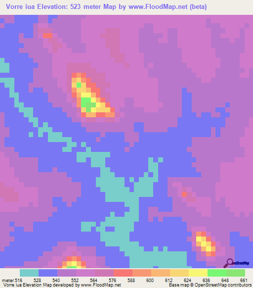 Vorre iua,Mozambique Elevation Map
