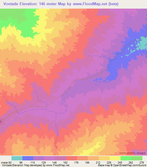 Vontade,Mozambique Elevation Map