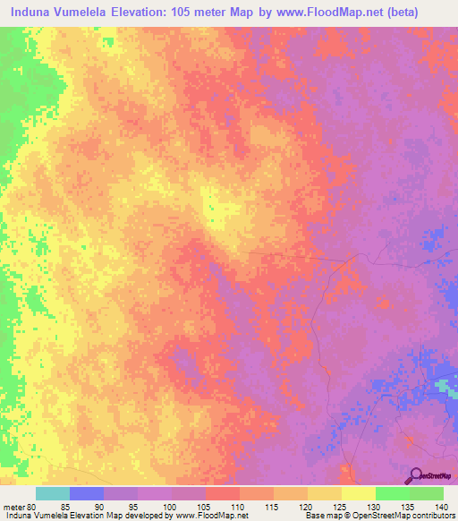 Induna Vumelela,Mozambique Elevation Map