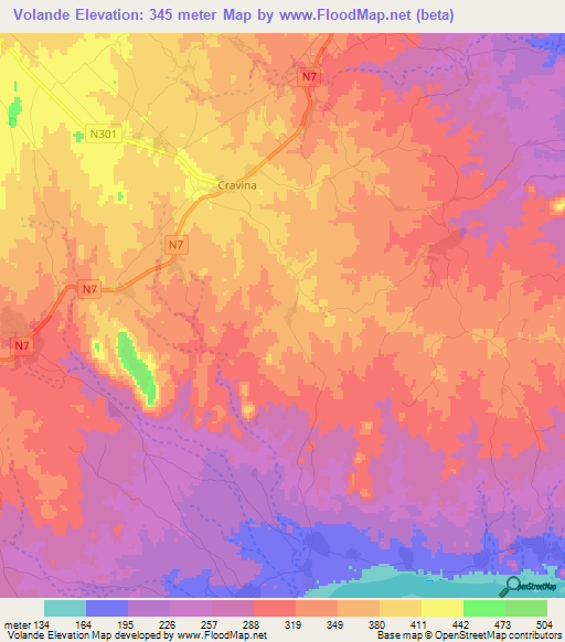 Volande,Mozambique Elevation Map