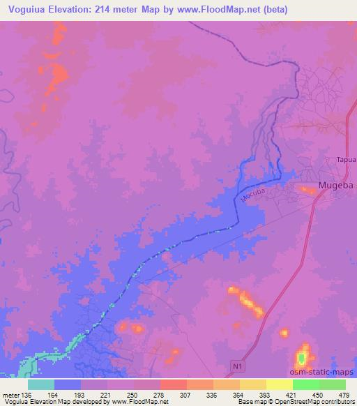 Voguiua,Mozambique Elevation Map