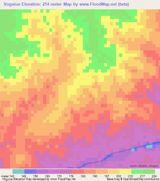Voguiua,Mozambique Elevation Map