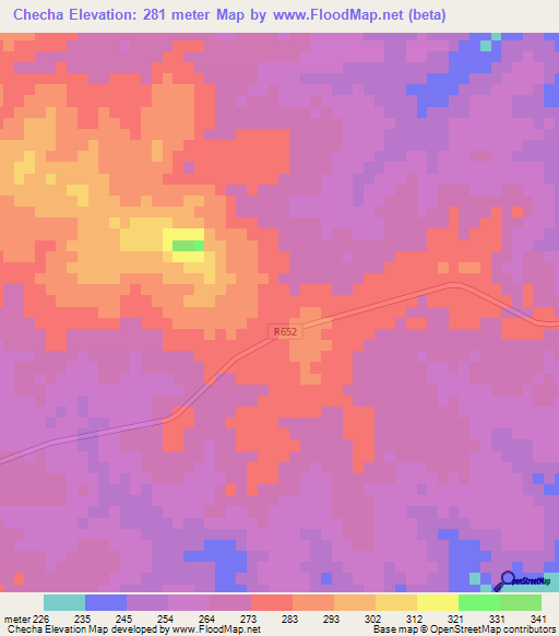 Checha,Mozambique Elevation Map