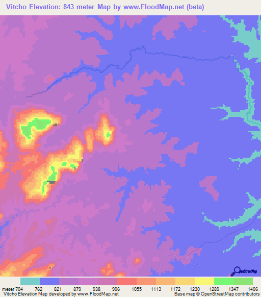 Vitcho,Mozambique Elevation Map