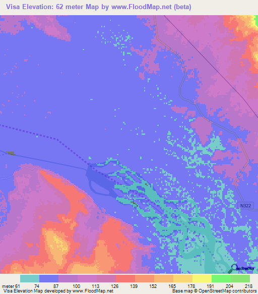 Visa,Mozambique Elevation Map