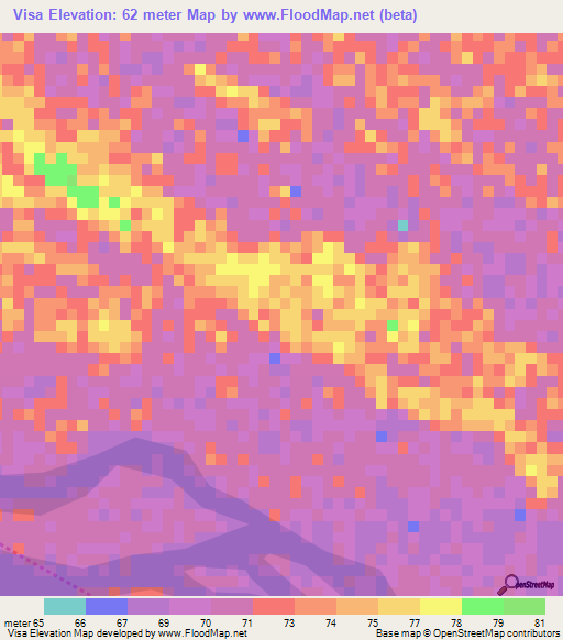 Visa,Mozambique Elevation Map