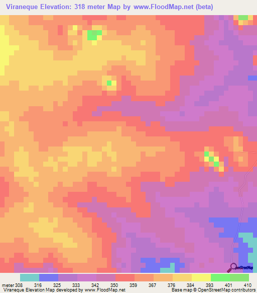 Viraneque,Mozambique Elevation Map