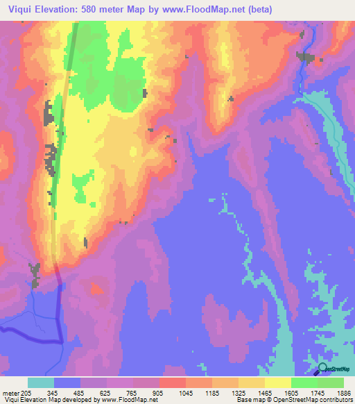 Viqui,Mozambique Elevation Map