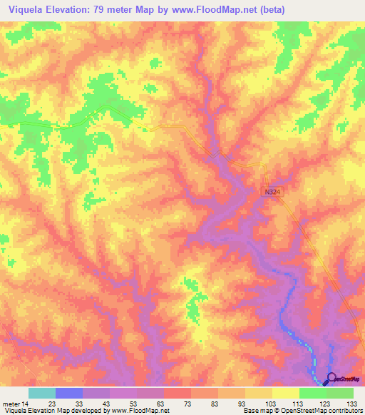 Viquela,Mozambique Elevation Map