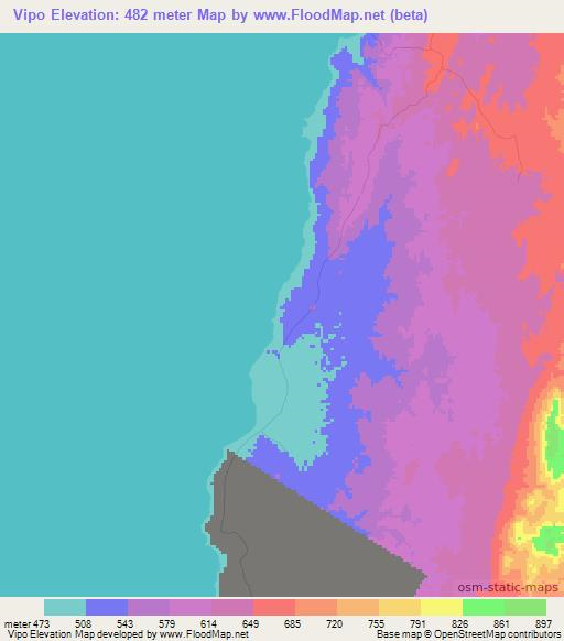 Vipo,Mozambique Elevation Map