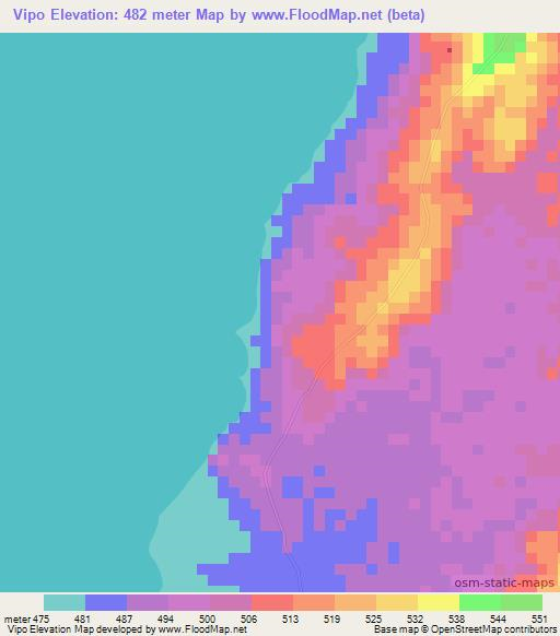 Vipo,Mozambique Elevation Map
