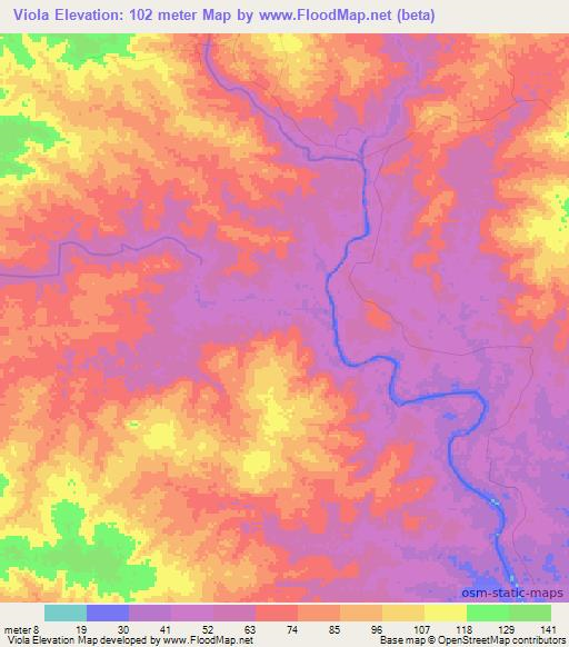 Viola,Mozambique Elevation Map