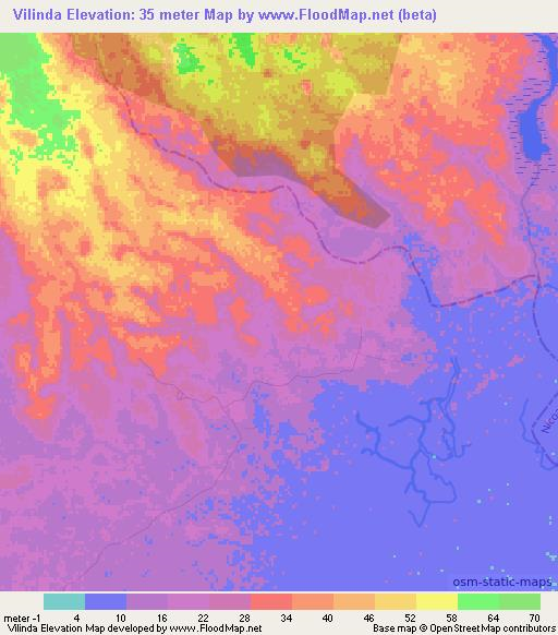 Vilinda,Mozambique Elevation Map