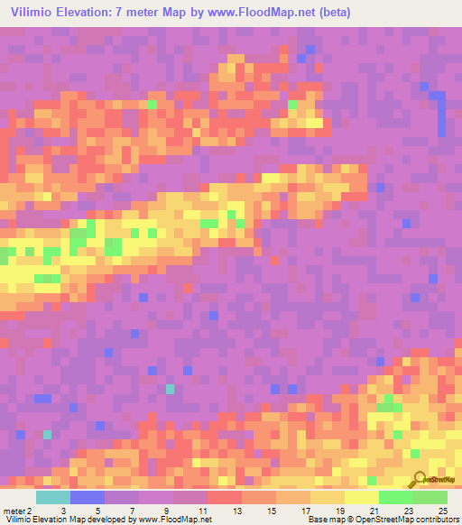 Vilimio,Mozambique Elevation Map