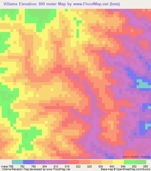 Viliame,Mozambique Elevation Map