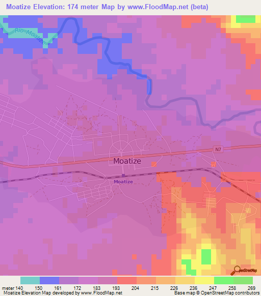Moatize,Mozambique Elevation Map