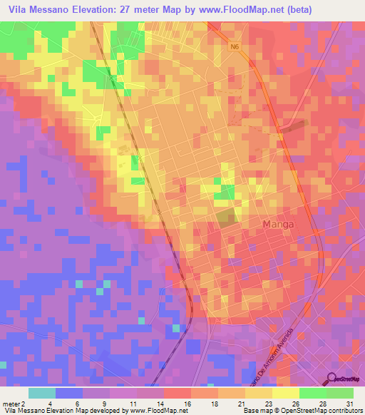 Vila Messano,Mozambique Elevation Map