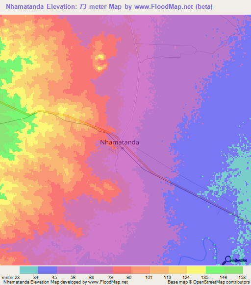 Nhamatanda,Mozambique Elevation Map