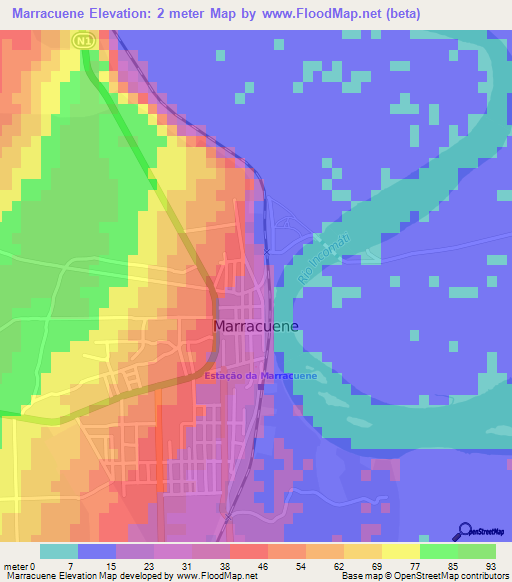 Marracuene,Mozambique Elevation Map