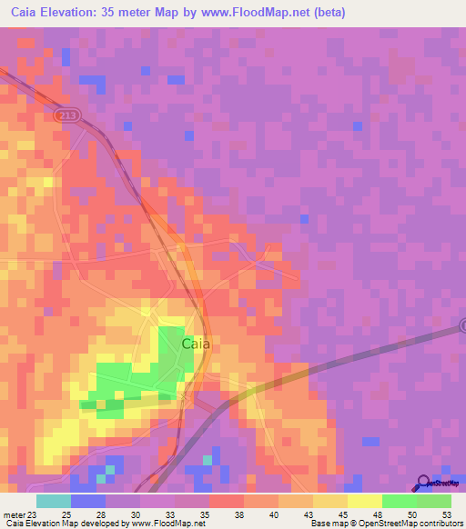 Caia,Mozambique Elevation Map
