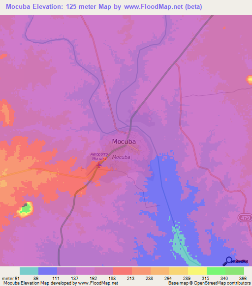 Mocuba,Mozambique Elevation Map