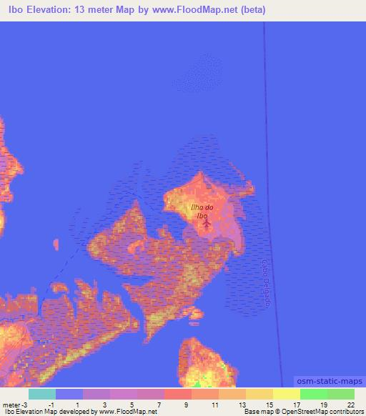 Ibo,Mozambique Elevation Map