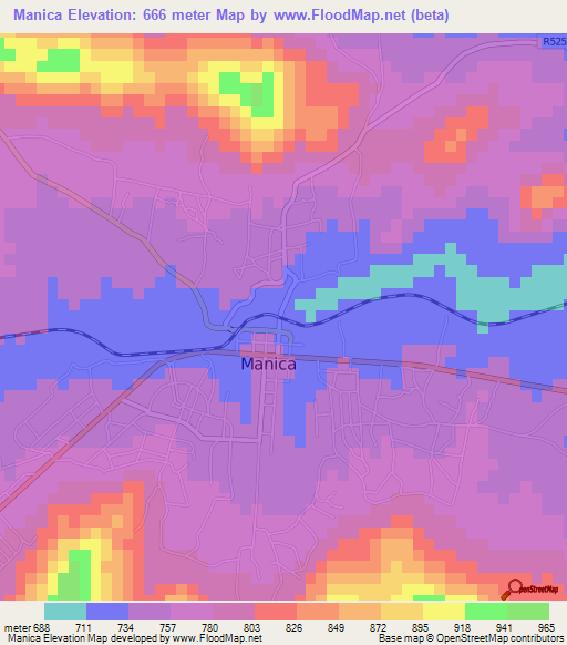Manica,Mozambique Elevation Map