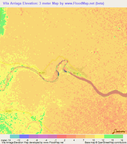 Vila Arriaga,Mozambique Elevation Map