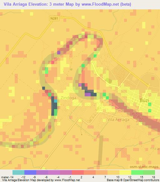Vila Arriaga,Mozambique Elevation Map