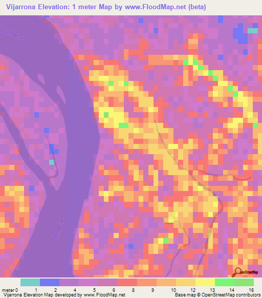 Vijarrona,Mozambique Elevation Map