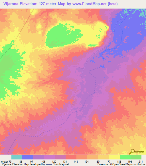 Vijarona,Mozambique Elevation Map