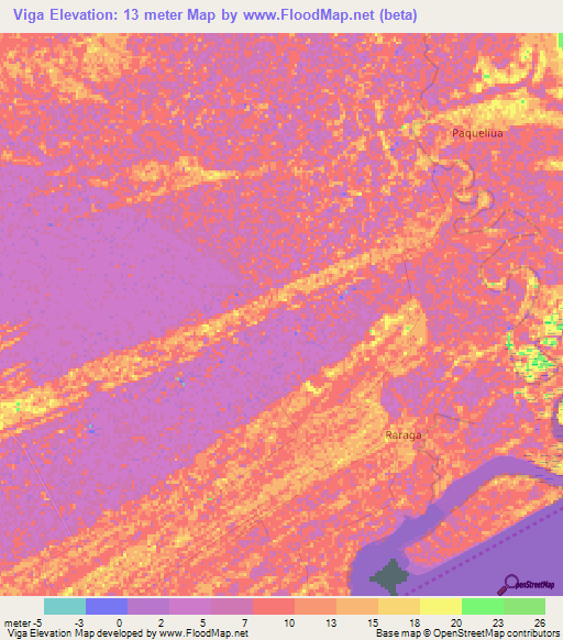 Viga,Mozambique Elevation Map