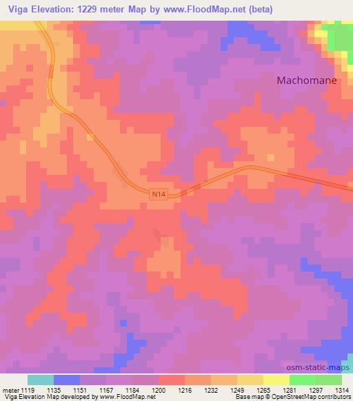 Viga,Mozambique Elevation Map