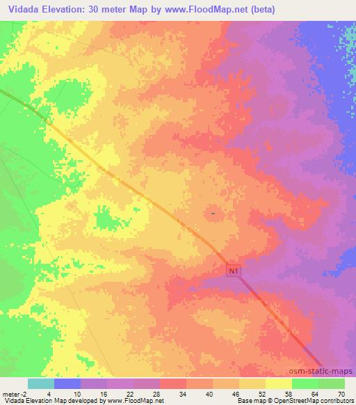 Vidada,Mozambique Elevation Map