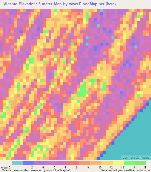 Vicente,Mozambique Elevation Map