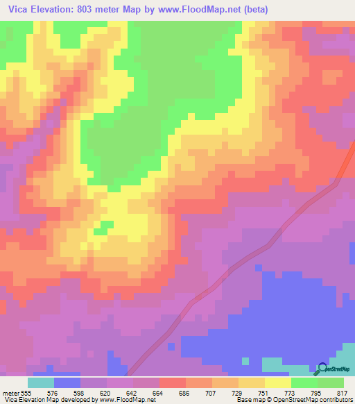 Vica,Mozambique Elevation Map